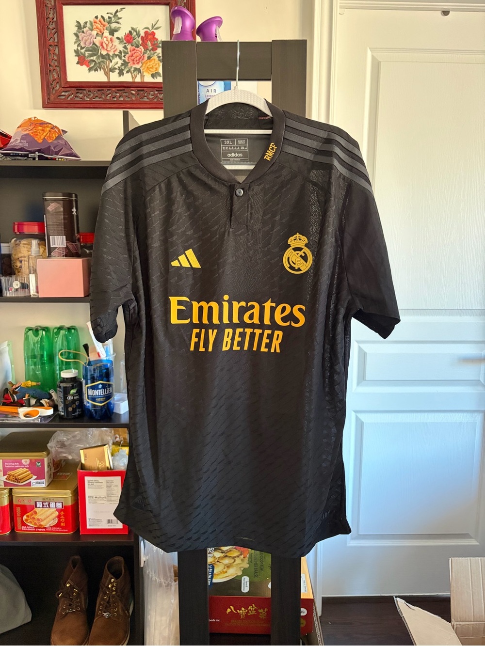 adidas Kids Real Madrid Black with Gold Lettering Jersey